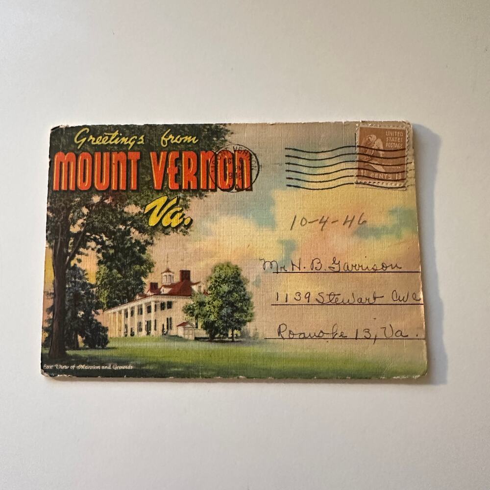 Greetings From Mount Vernon VA 1946 Vintage Souvenir Folder SP17-13